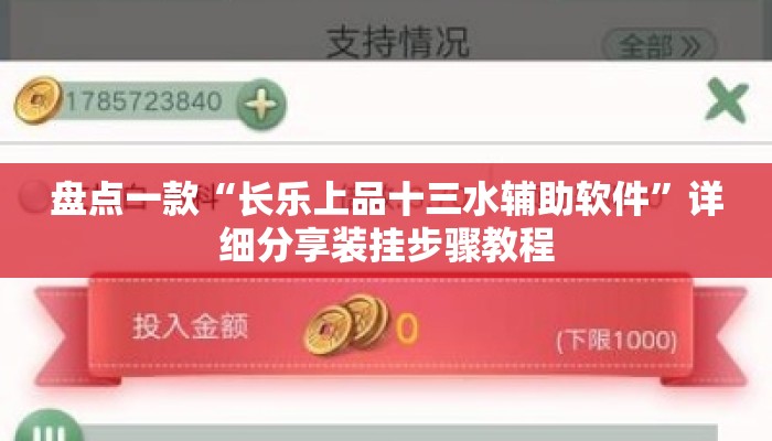 盘点一款“长乐上品十三水辅助软件”详细分享装挂步骤教程