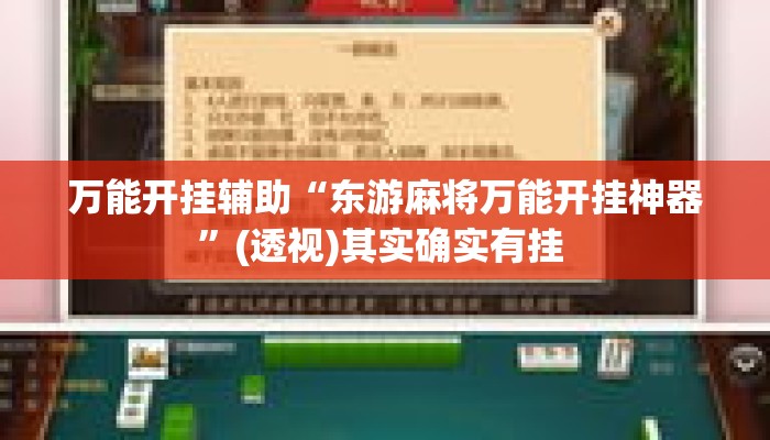 万能开挂辅助“东游麻将万能开挂神器”(透视)其实确实有挂 