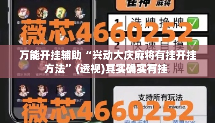 万能开挂辅助“兴动大庆麻将有挂开挂方法	”(透视)其实确实有挂 