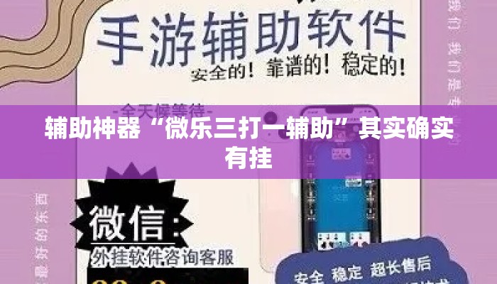 辅助神器“微乐三打一辅助”其实确实有挂