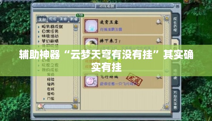 辅助神器“云梦天穹有没有挂”其实确实有挂