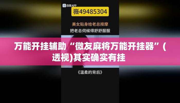 万能开挂辅助“微友麻将万能开挂器	”(透视)其实确实有挂 