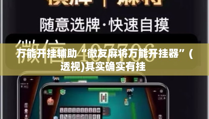 万能开挂辅助“微友麻将万能开挂器”(透视)其实确实有挂 