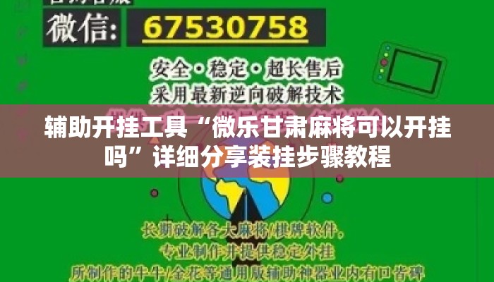 辅助开挂工具“微乐甘肃麻将可以开挂吗”详细分享装挂步骤教程