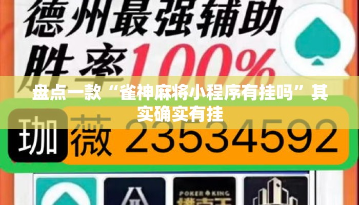 盘点一款“雀神麻将小程序有挂吗”其实确实有挂