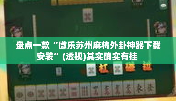 盘点一款“微乐苏州麻将外卦神器下载安装”(透视)其实确实有挂 