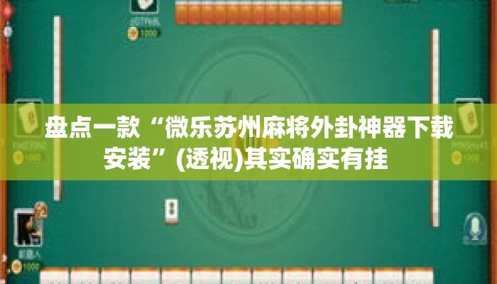 盘点一款“微乐苏州麻将外卦神器下载安装	”(透视)其实确实有挂 