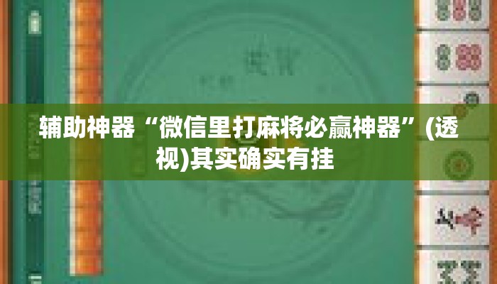 辅助神器“微信里打麻将必赢神器	”(透视)其实确实有挂 