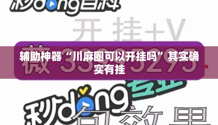 辅助神器“川麻圈可以开挂吗”其实确实有挂