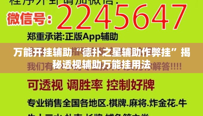 万能开挂辅助“德扑之星辅助作弊挂”揭秘透视辅助万能挂用法