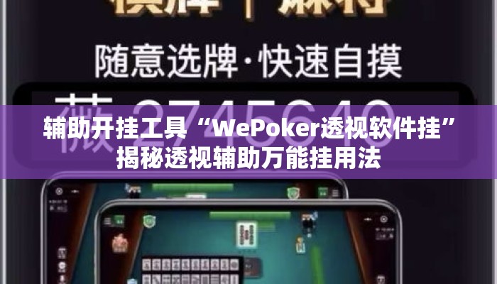 辅助开挂工具“WePoker透视软件挂”揭秘透视辅助万能挂用法
