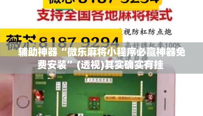 辅助神器“微乐麻将小程序必赢神器免费安装	”(透视)其实确实有挂 
