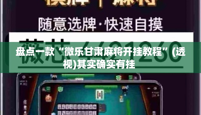 盘点一款“微乐甘肃麻将开挂教程”(透视)其实确实有挂 