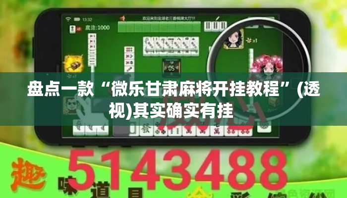 盘点一款“微乐甘肃麻将开挂教程”(透视)其实确实有挂 