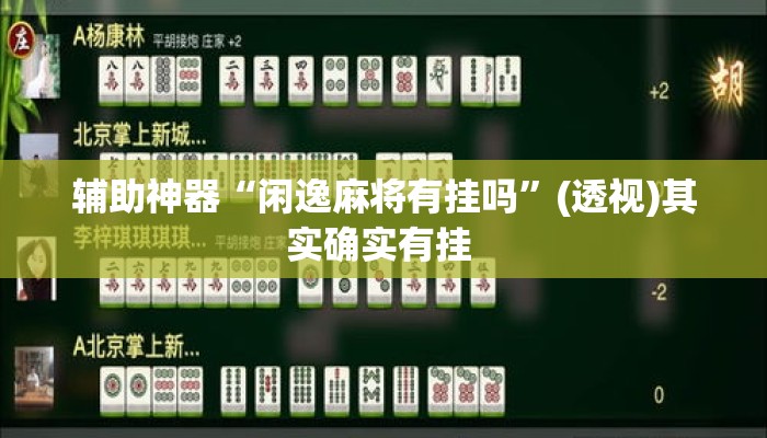 辅助神器“闲逸麻将有挂吗”(透视)其实确实有挂 