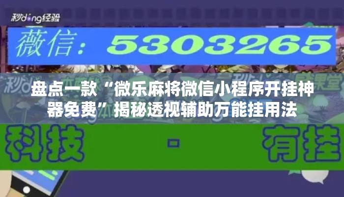盘点一款“微乐麻将微信小程序开挂神器免费	”揭秘透视辅助万能挂用法