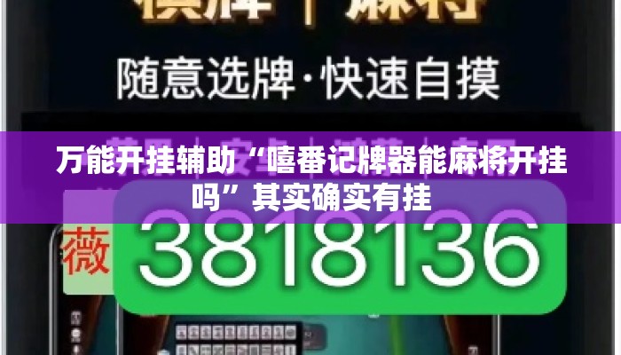 万能开挂辅助“嘻番记牌器能麻将开挂吗	”其实确实有挂