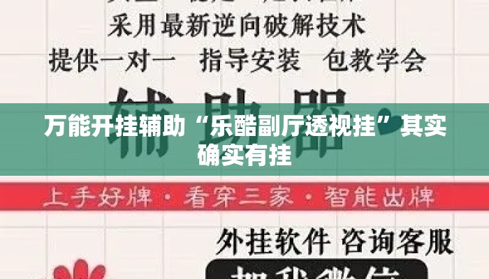万能开挂辅助“乐酷副厅透视挂	”其实确实有挂