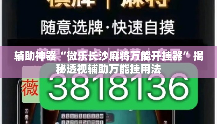 辅助神器“微乐长沙麻将万能开挂器”揭秘透视辅助万能挂用法