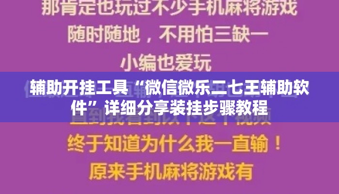 辅助开挂工具“微信微乐二七王辅助软件	”详细分享装挂步骤教程