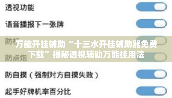 万能开挂辅助“十三水开挂辅助器免费下载”揭秘透视辅助万能挂用法