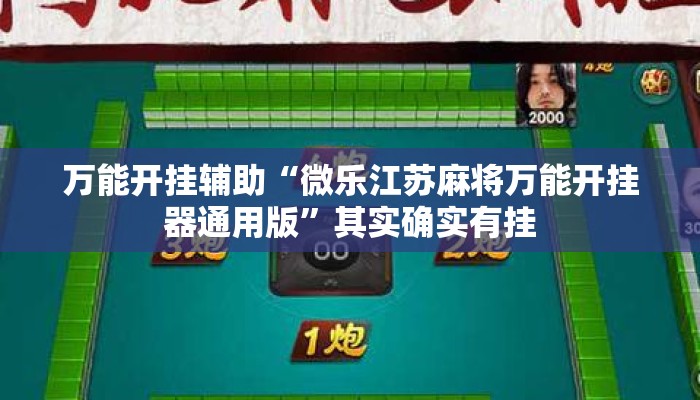 万能开挂辅助“微乐江苏麻将万能开挂器通用版	”其实确实有挂