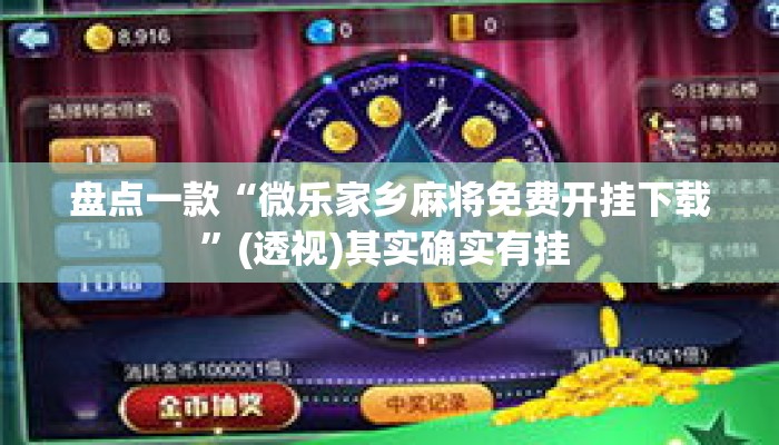 盘点一款“微乐家乡麻将免费开挂下载”(透视)其实确实有挂 