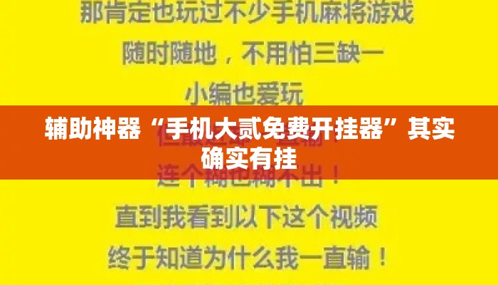 辅助神器“手机大贰免费开挂器”其实确实有挂
