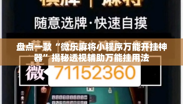 盘点一款“微乐麻将小程序万能开挂神器	”揭秘透视辅助万能挂用法
