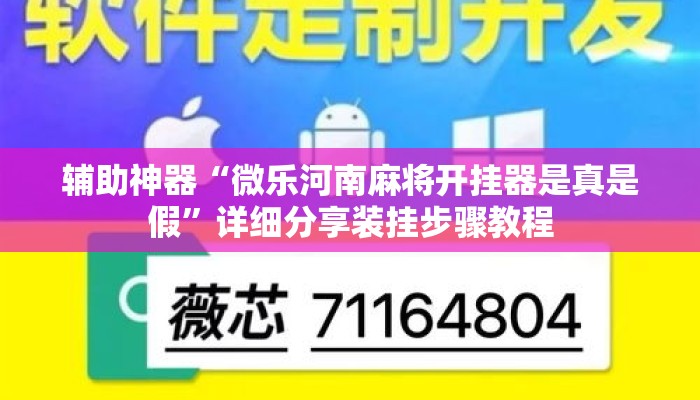 辅助神器“微乐河南麻将开挂器是真是假”详细分享装挂步骤教程