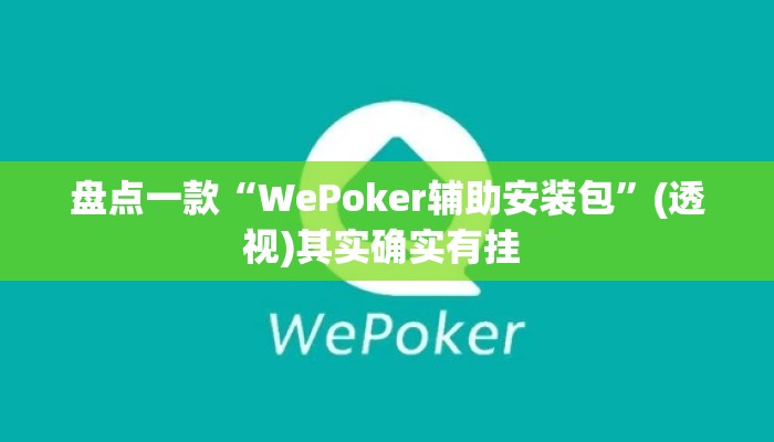 盘点一款“WePoker辅助安装包”(透视)其实确实有挂 