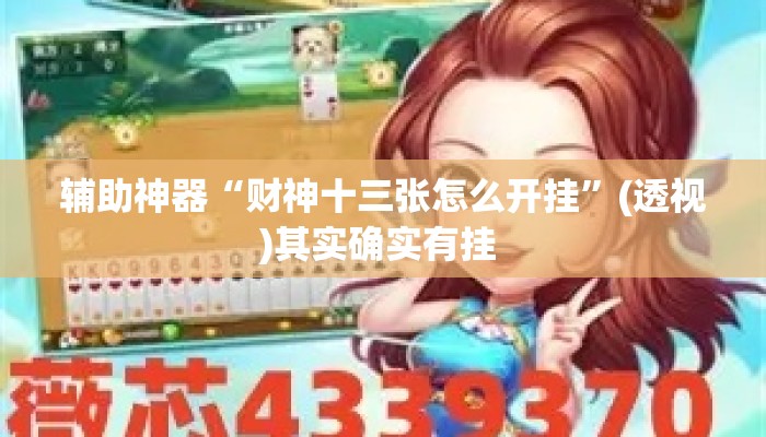 辅助神器“财神十三张怎么开挂”(透视)其实确实有挂 