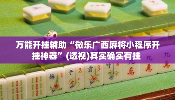 万能开挂辅助“微乐广西麻将小程序开挂神器”(透视)其实确实有挂 