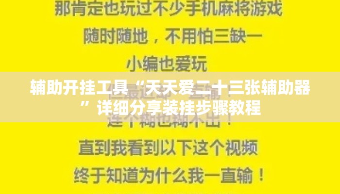 辅助开挂工具“天天爱二十三张辅助器”详细分享装挂步骤教程