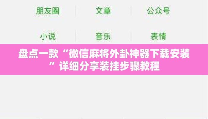 盘点一款“微信麻将外卦神器下载安装”详细分享装挂步骤教程