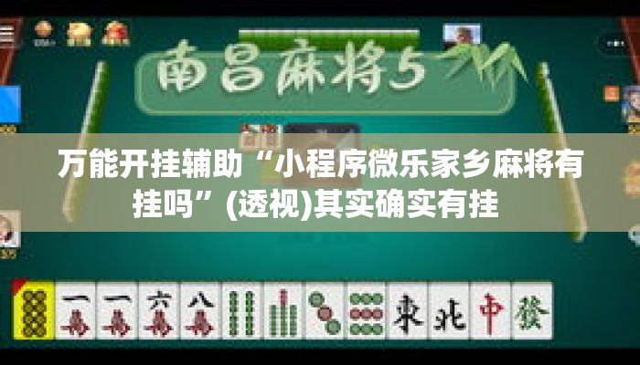 万能开挂辅助“小程序微乐家乡麻将有挂吗”(透视)其实确实有挂 