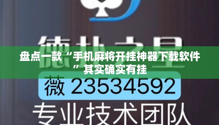 盘点一款“手机麻将开挂神器下载软件”其实确实有挂