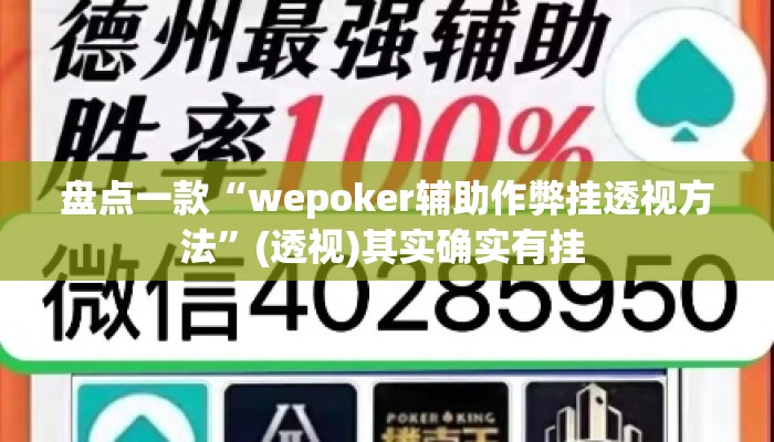 盘点一款“wepoker辅助作弊挂透视方法”(透视)其实确实有挂 