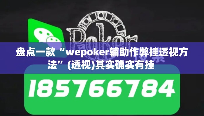 盘点一款“wepoker辅助作弊挂透视方法”(透视)其实确实有挂 