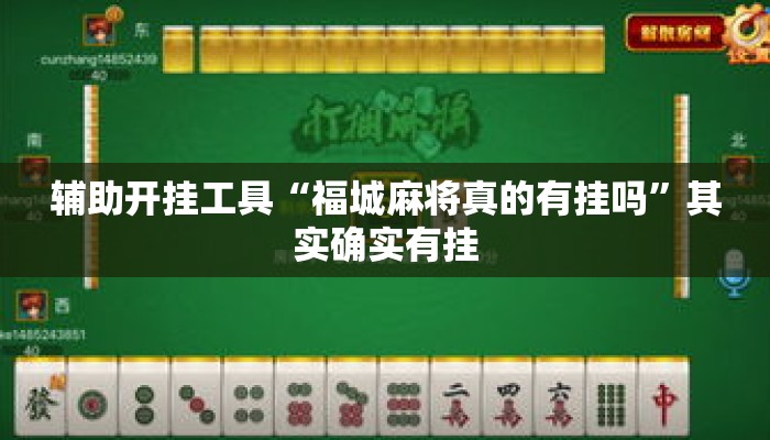 辅助开挂工具“福城麻将真的有挂吗”其实确实有挂