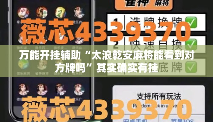 万能开挂辅助“太浪乾安麻将能看到对方牌吗	”其实确实有挂