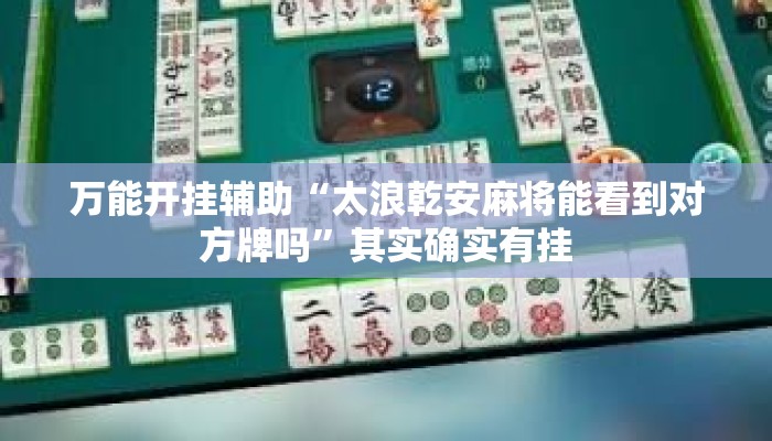 万能开挂辅助“太浪乾安麻将能看到对方牌吗”其实确实有挂