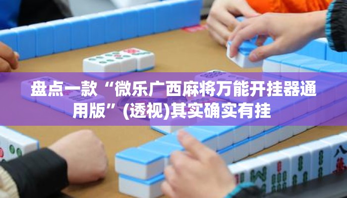 盘点一款“微乐广西麻将万能开挂器通用版”(透视)其实确实有挂 